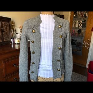 Gray Military Style Sweater Cardigan
